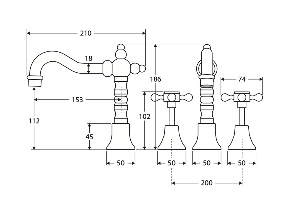 Fienza Lillian Shepherds Crook Basin Set - Urban Brass