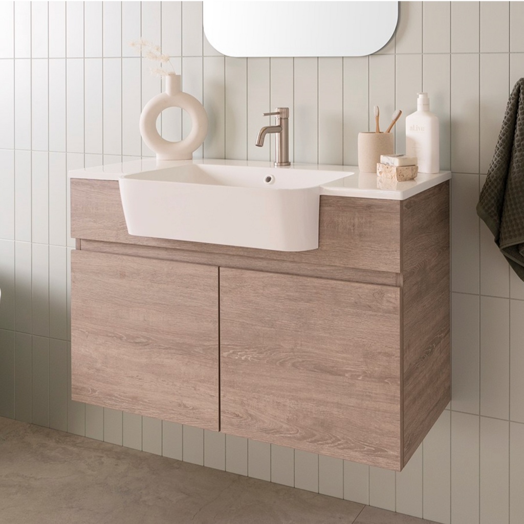 ADP Glacier Semi Recessed All Door Twin Wall Hung Vanity - Lite