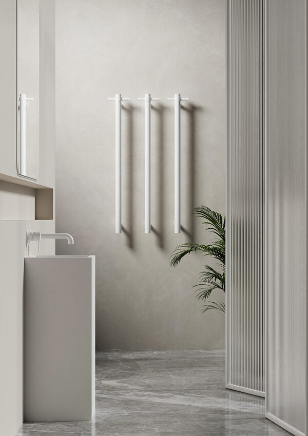Nero Heated Vertical Towel Rail - Matte White