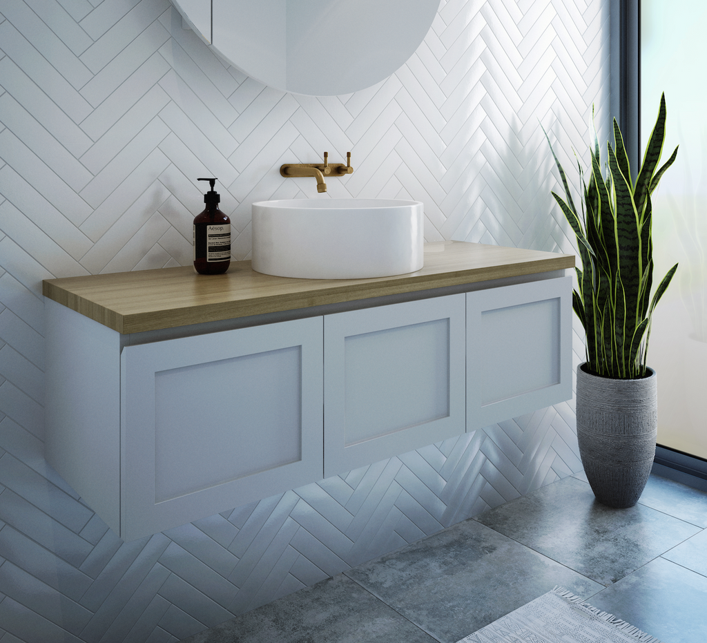 Rifco Hamilton Wall Hung Vanity with Solid Timber Top & Basin