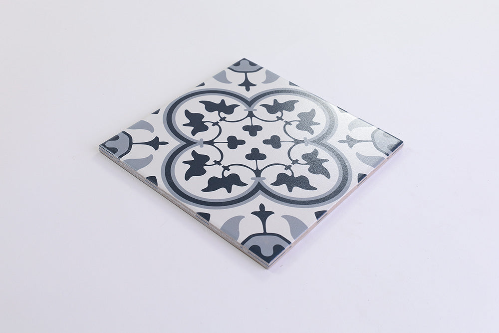 Indigo Mid Blue Matt Encaustic Look Tile