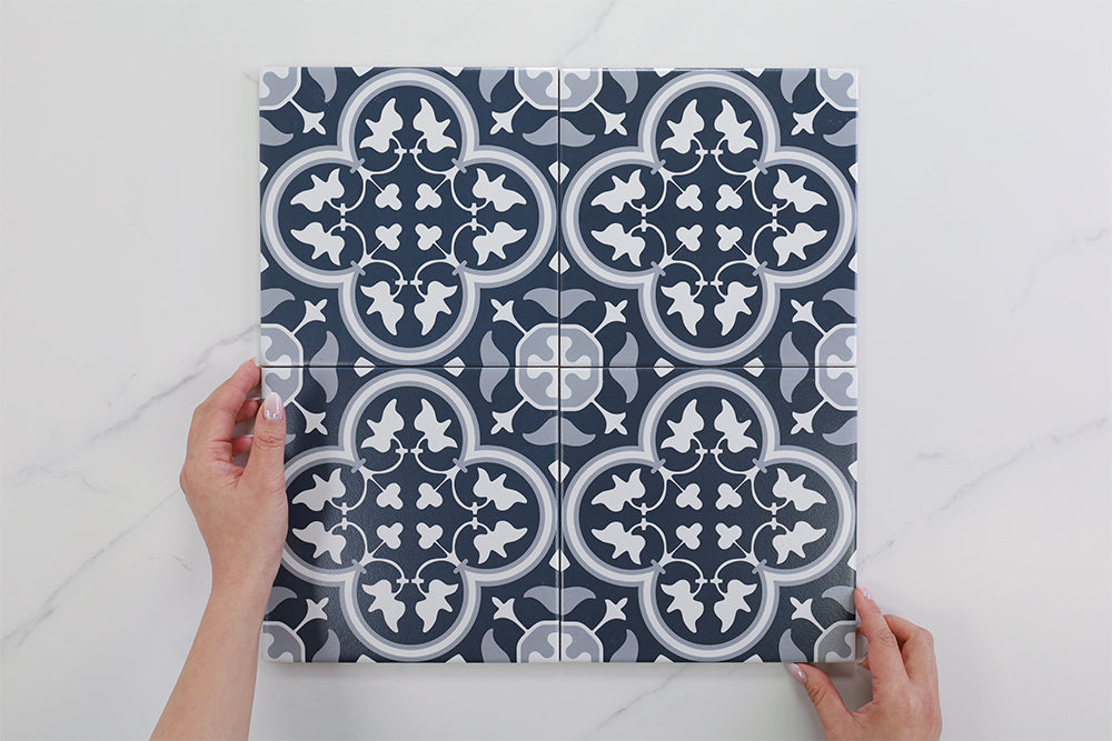 Indigo Dark Blue Matt Encaustic Look Tile