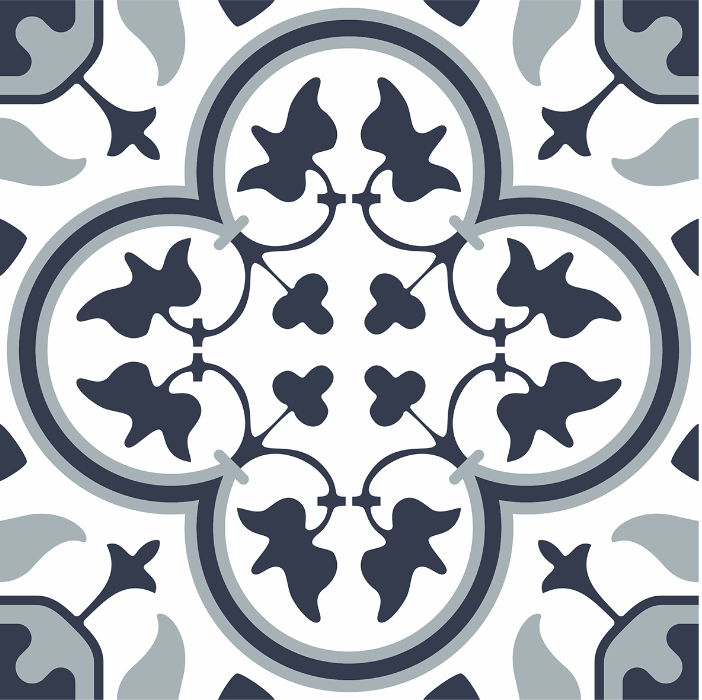 Indigo Mid Blue Matt Encaustic Look Tile