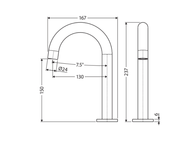 Fienza Kaya Hob-Mounted Fixed Bath / Basin Outlet - Gunmetal Grey