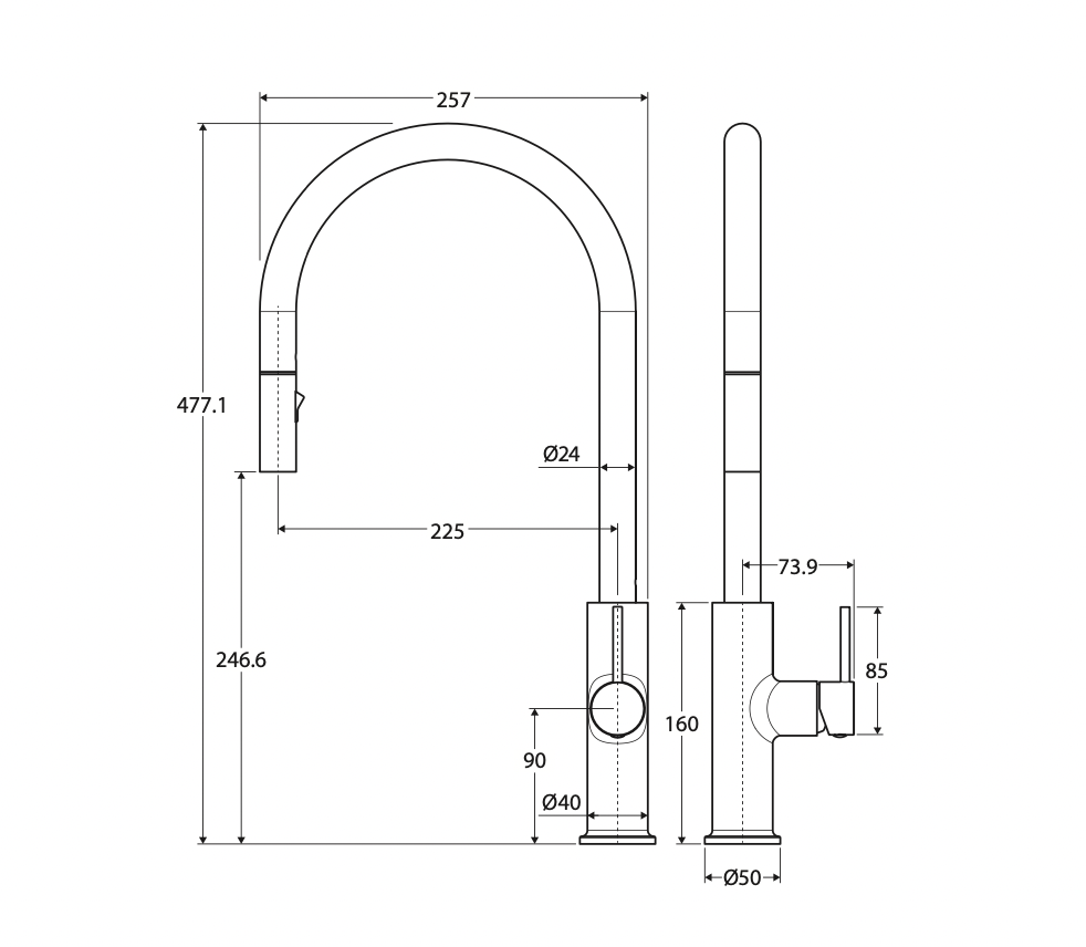 Fienza Kaya Pull Out Sink Mixer - Urban Brass