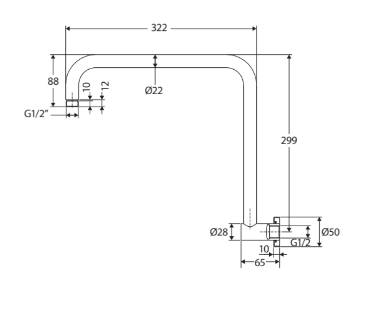 Fienza Kaya Round Fixed Gooseneck Shower Arm - Urban Brass