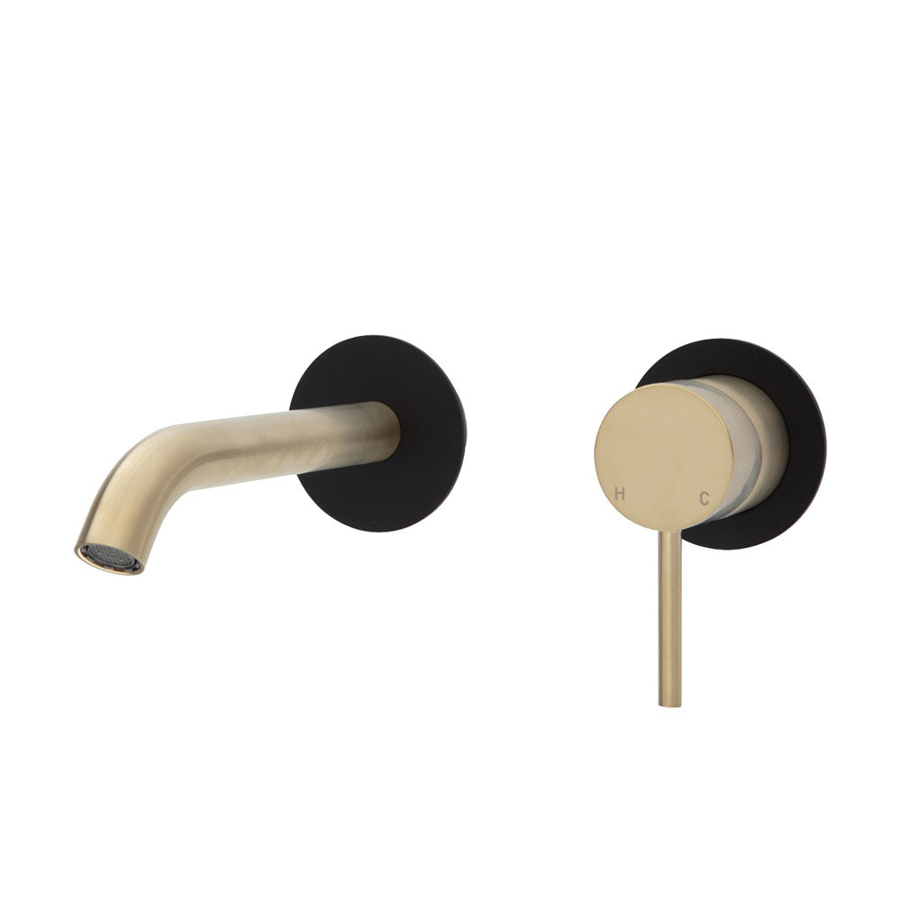 Fienza Kaya Round Plate Wall Basin / Bath Mixer Set - Urban Brass