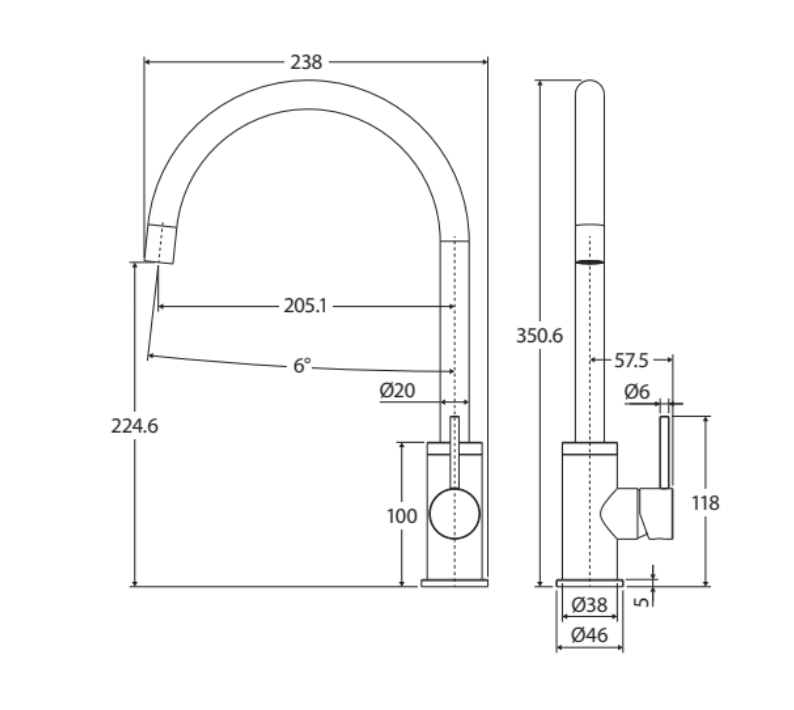 Fienza Kaya Sink Mixer - Matte Black