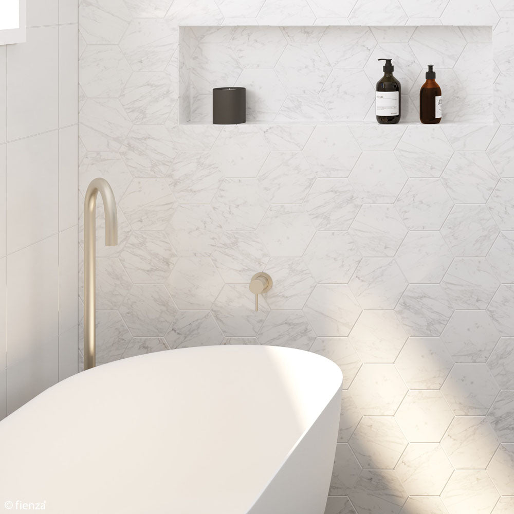 Fienza Kaya Small Round Plate Wall Mixer - Brushed Nickel