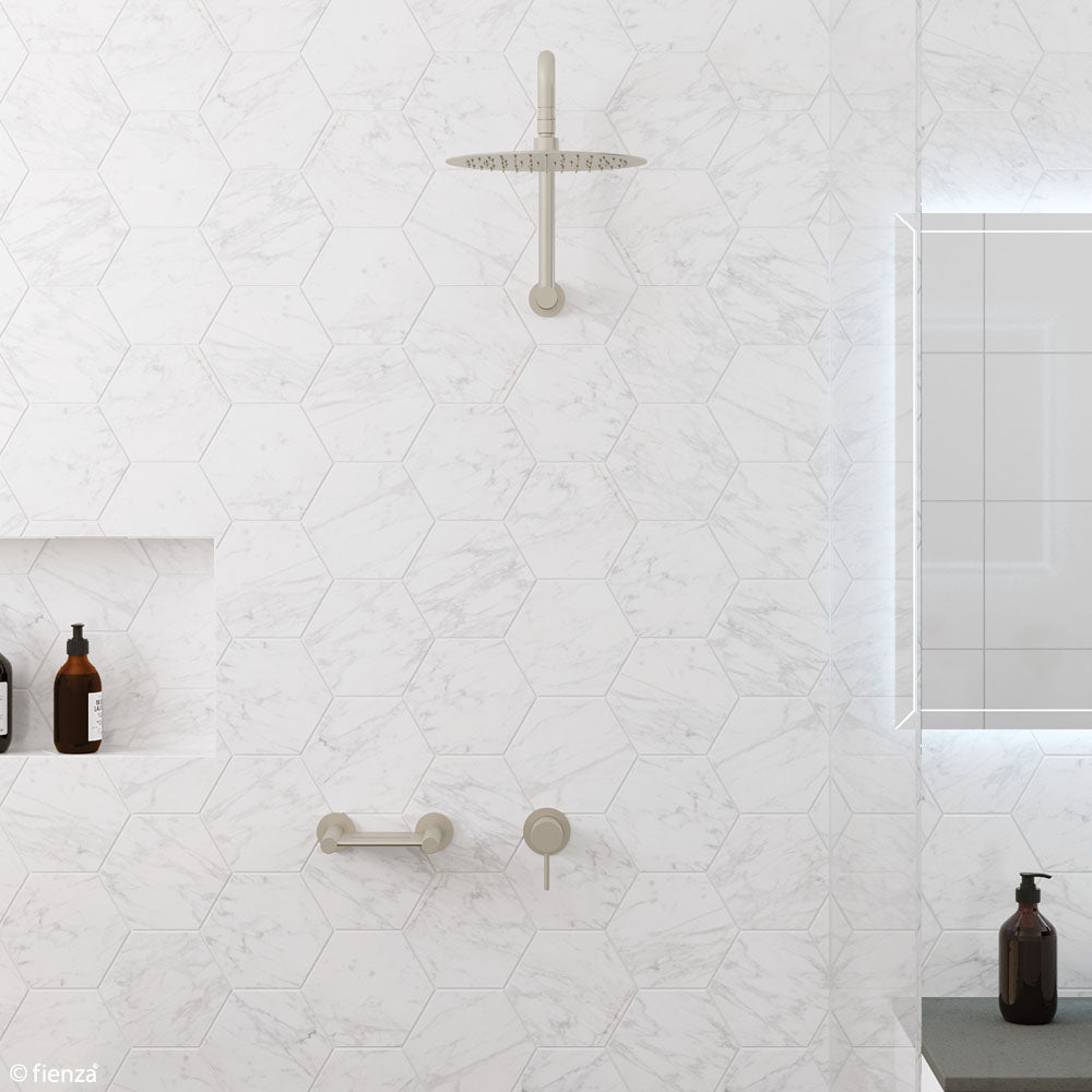 Fienza Kaya Small Round Plate Wall Mixer - Brushed Nickel