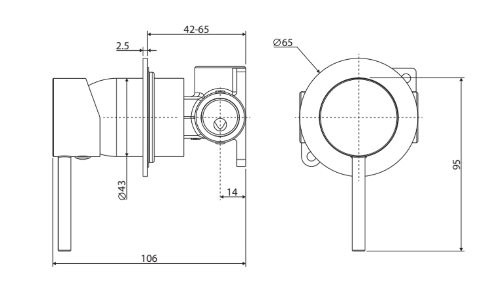 Fienza Kaya Small Round Plate Wall Mixer - Chrome