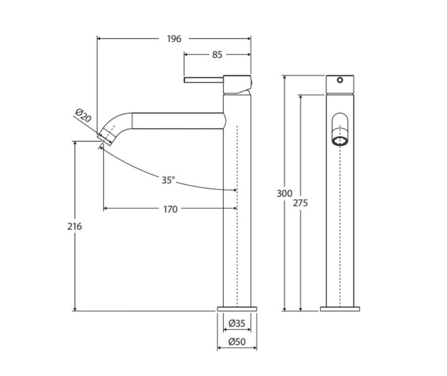 Fienza Kaya Tall Basin Mixer - Chrome