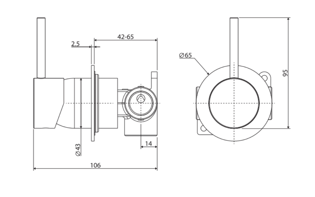 Fienza Kaya Up Small Round Plate Wall Mixer - Brushed Nickel