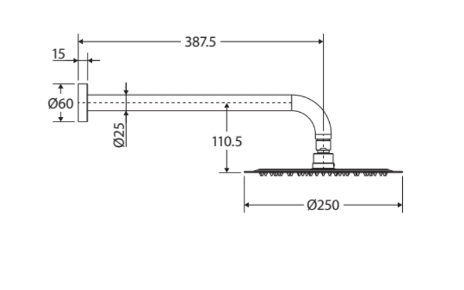 Fienza Kaya Wall Arm Shower Set - Brushed Nickel