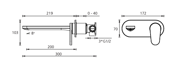 Oliveri London Wall Mixer Set - Chrome