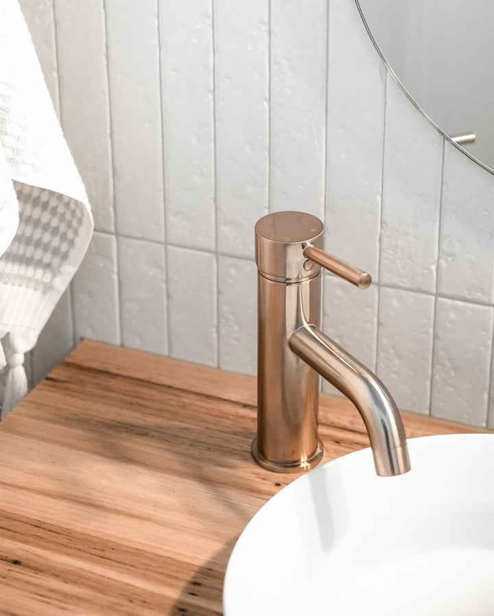 Meir Piccola Basin Mixer Tap - Champagne Rose Gold