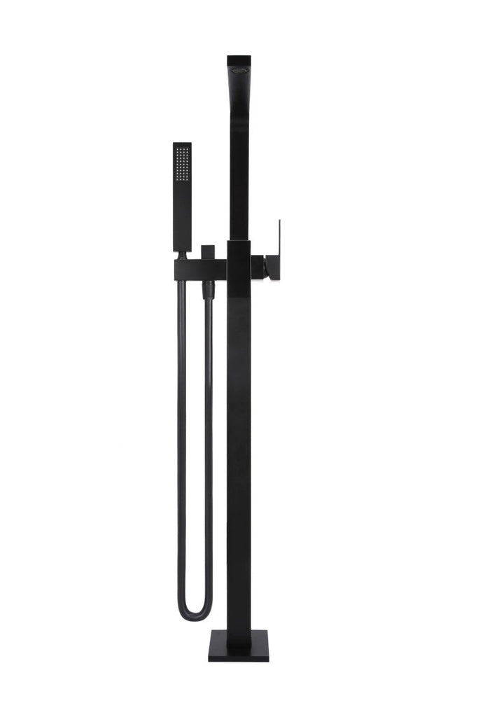 Meir Square Freestanding Bath Spout and Hand Shower - Matte Black