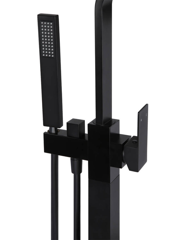 Meir Square Freestanding Bath Spout and Hand Shower - Matte Black