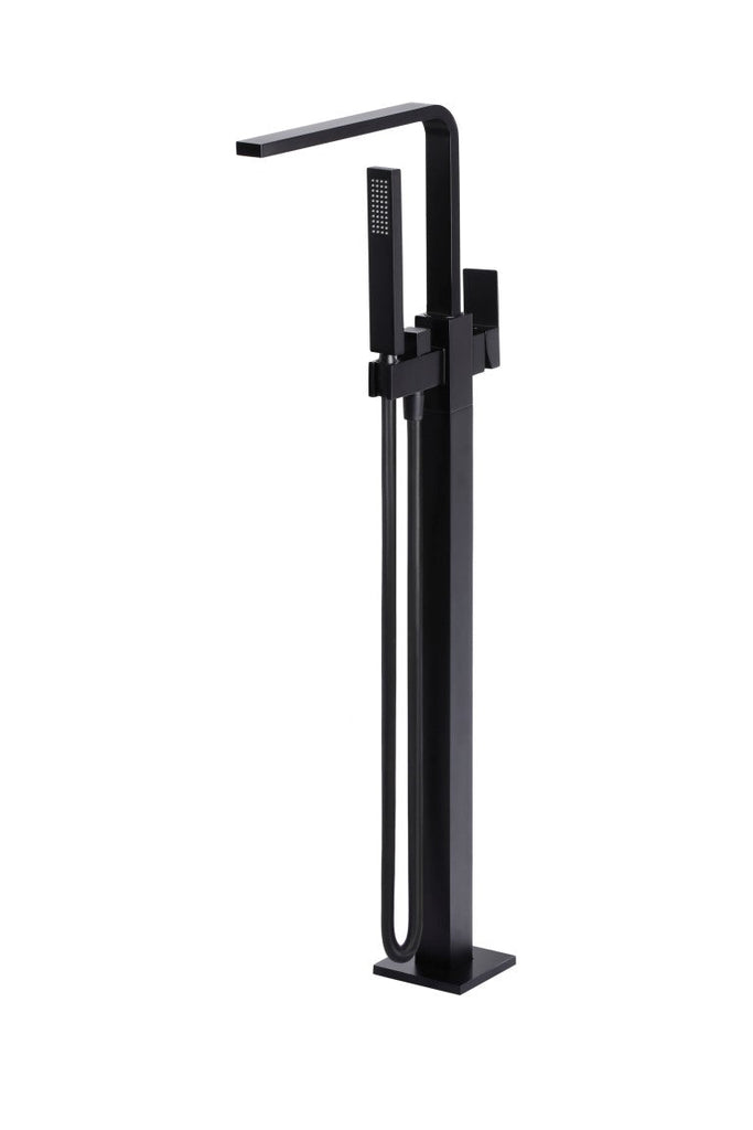 Meir Square Freestanding Bath Spout and Hand Shower - Matte Black