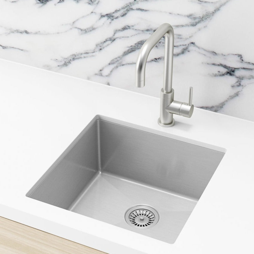 Meir Kitchen Single Bowl 450 x 450 - Brushed Nickel