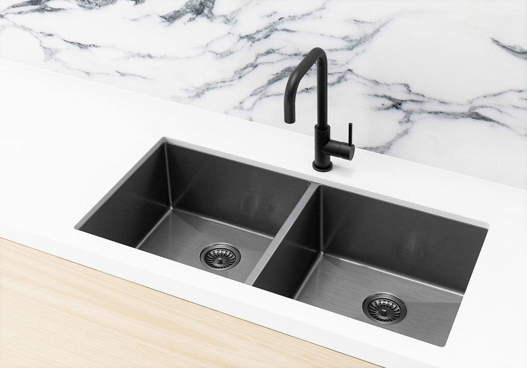 Meir Kitchen Sink Double Bowl 860 x 440 - Gunmetal Black