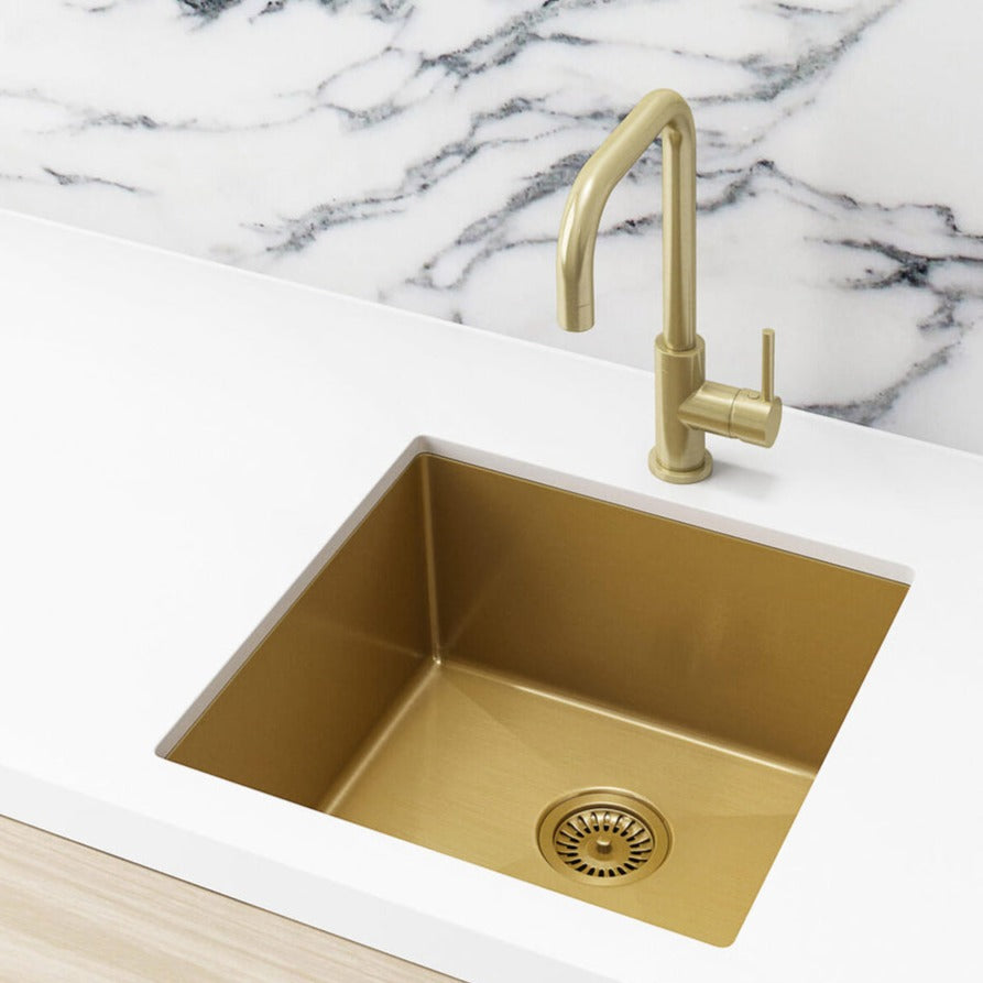 Meir Kitchen Single Bowl 450 x 450 - Brushed Bronze Gold
