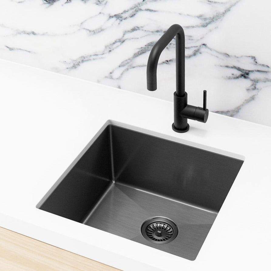 Meir Kitchen Single Bowl 450 x 450 - Gunmetal Black