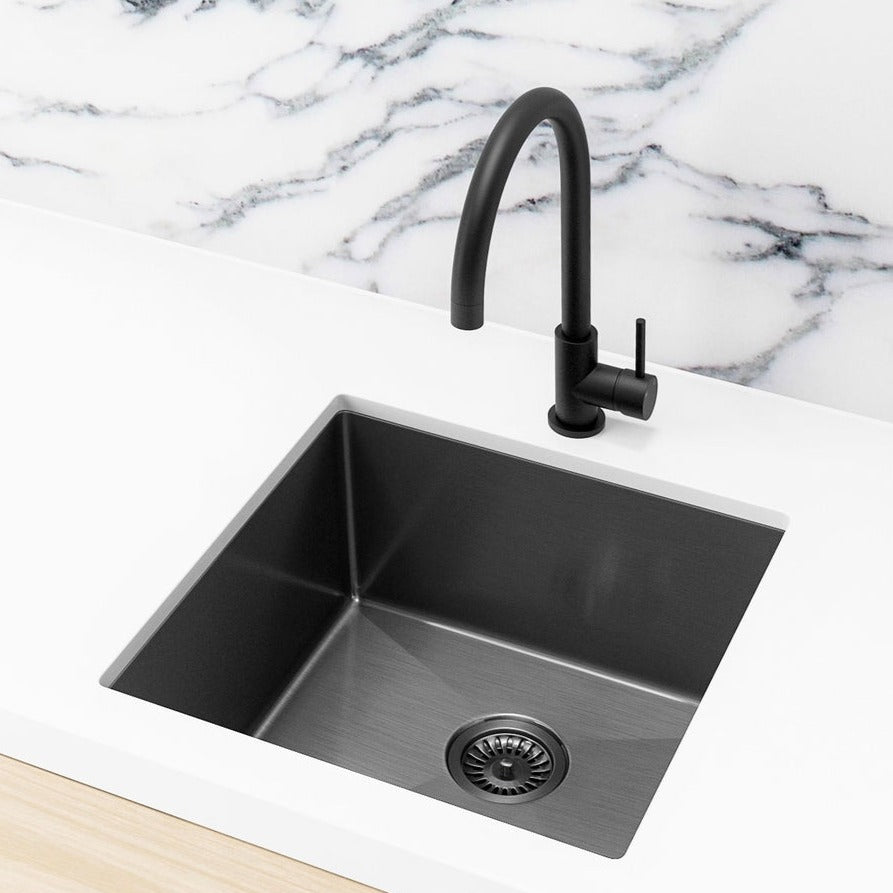 Meir Kitchen Single Bowl 450 x 450 - Gunmetal Black