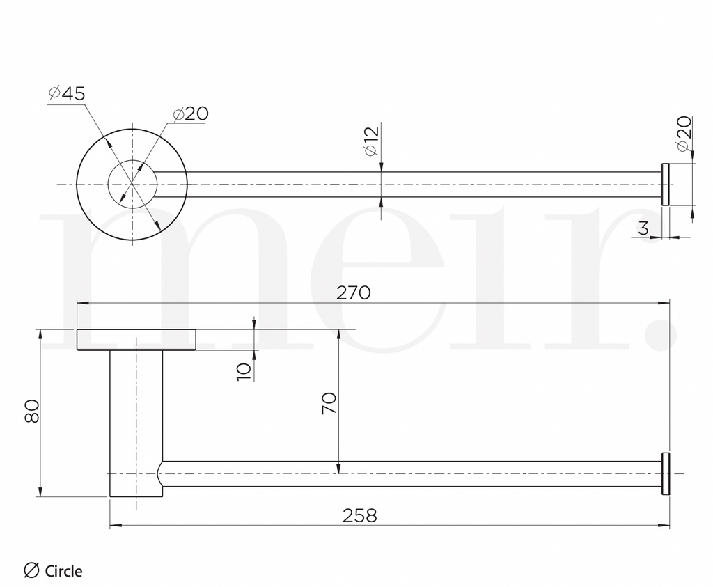 Meir Round Guest Towel Rail - Matte Black
