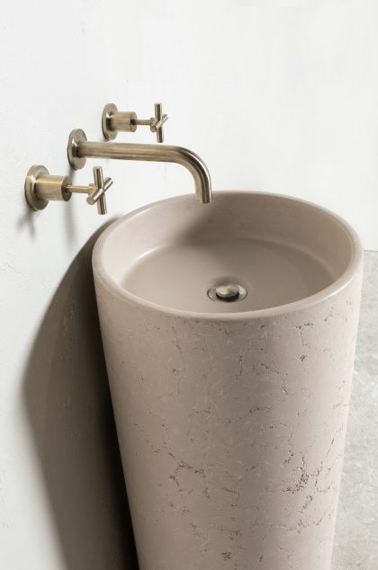 Meir Round Cross Handle Wall Top Assemblies - Brushed Nickel