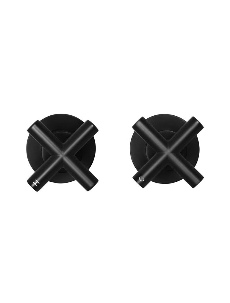 Meir Round Cross Handle Wall Top Assemblies - Matte Black
