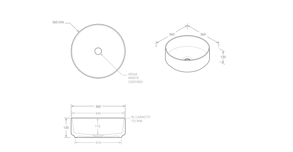 ADP Margot Above Counter Basin - Matte White - Wellsons