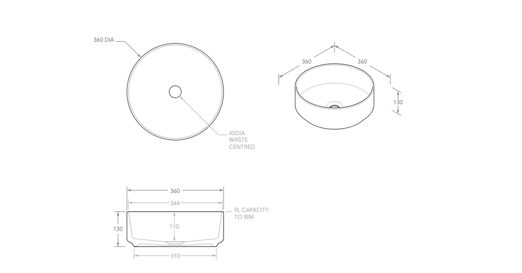 ADP Margot Above Counter Basin - Matte Black - Wellsons