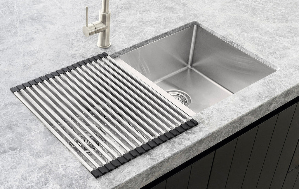 Meir Lavello Stainless Steel Rolling Mat Protector -Polished Chrome