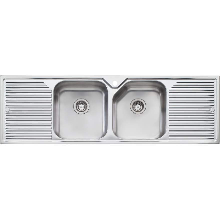 Oliveri Nu-Petite Double Bowl Topmount Sink with Double Drainer