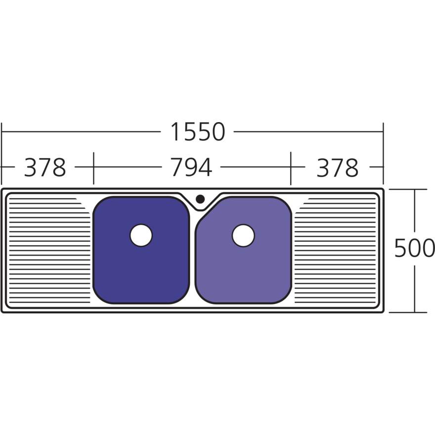Oliveri Nu-Petite Double Bowl Topmount Sink with Double Drainer