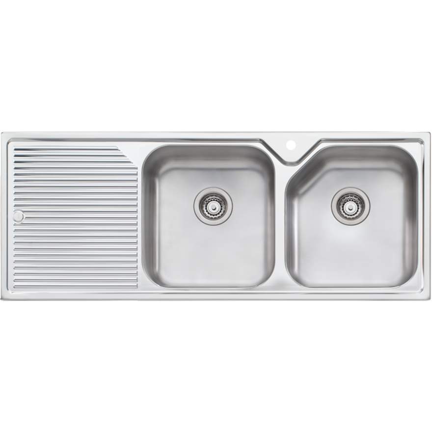 Oliveri Nu-Petite Double Bowl Topmount Sink with Drainer
