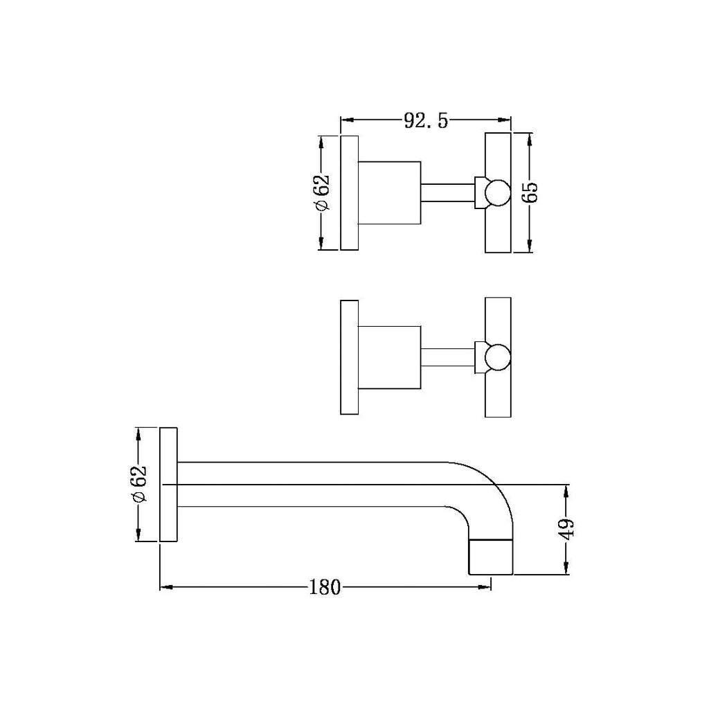 Nero X Plus Wall Basin Set Fixed Spout - Brushed Gold