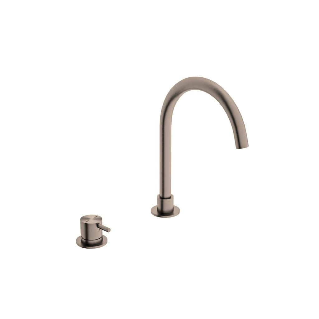 Nero Mecca Hob Basin Mixer with Round Swivel Spout - Brushed Bronze