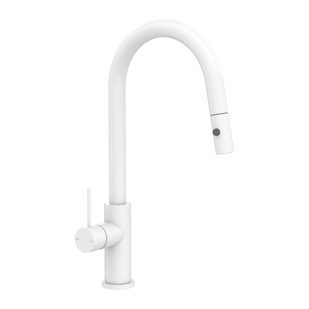 Nero Mecca Pull Down Sink Mixer With Veggie Spray Function - Matte White