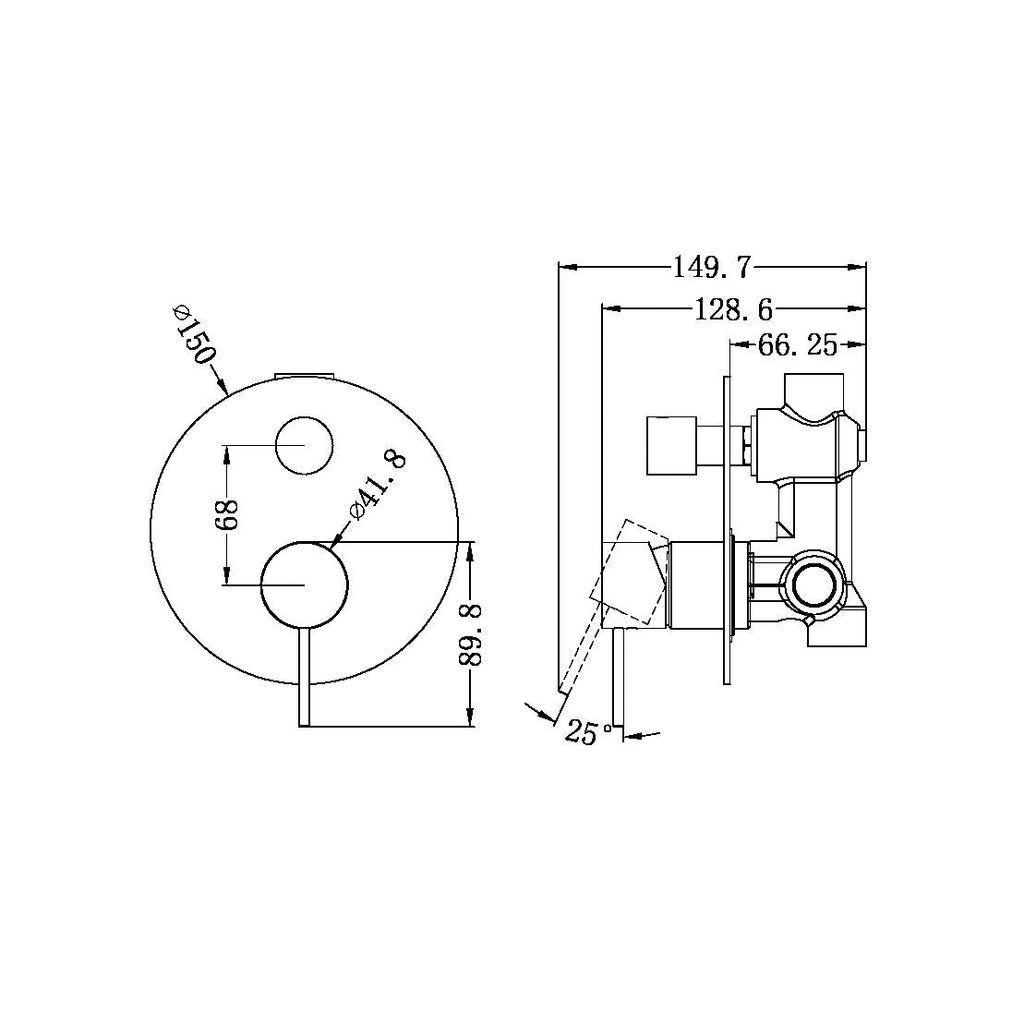 Nero Mecca Shower / Bath Wall Mixer with Diverter - Matte White