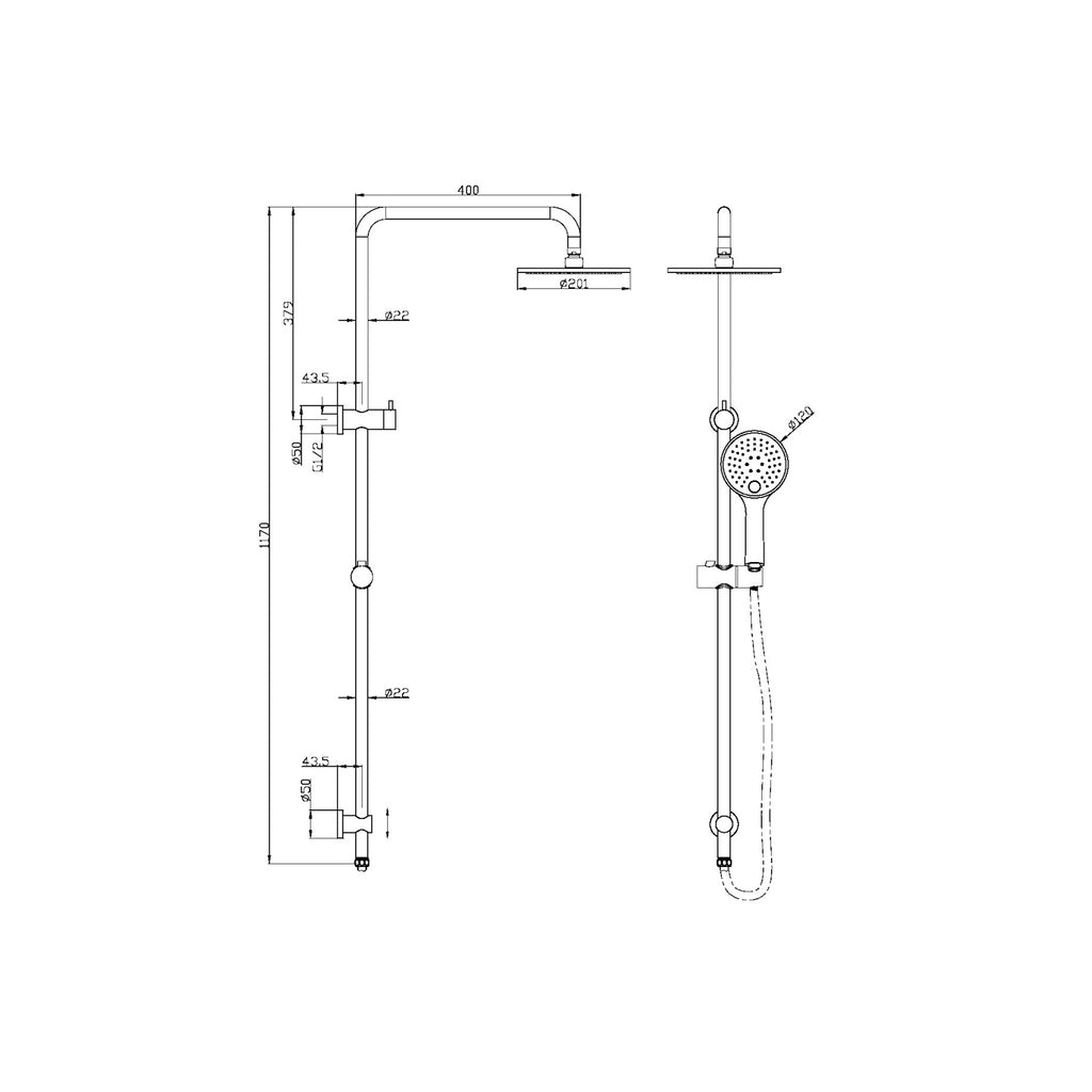 Nero Dolce Mecca Combination Overhead and Handshower on Column - Matte Black - Wellsons