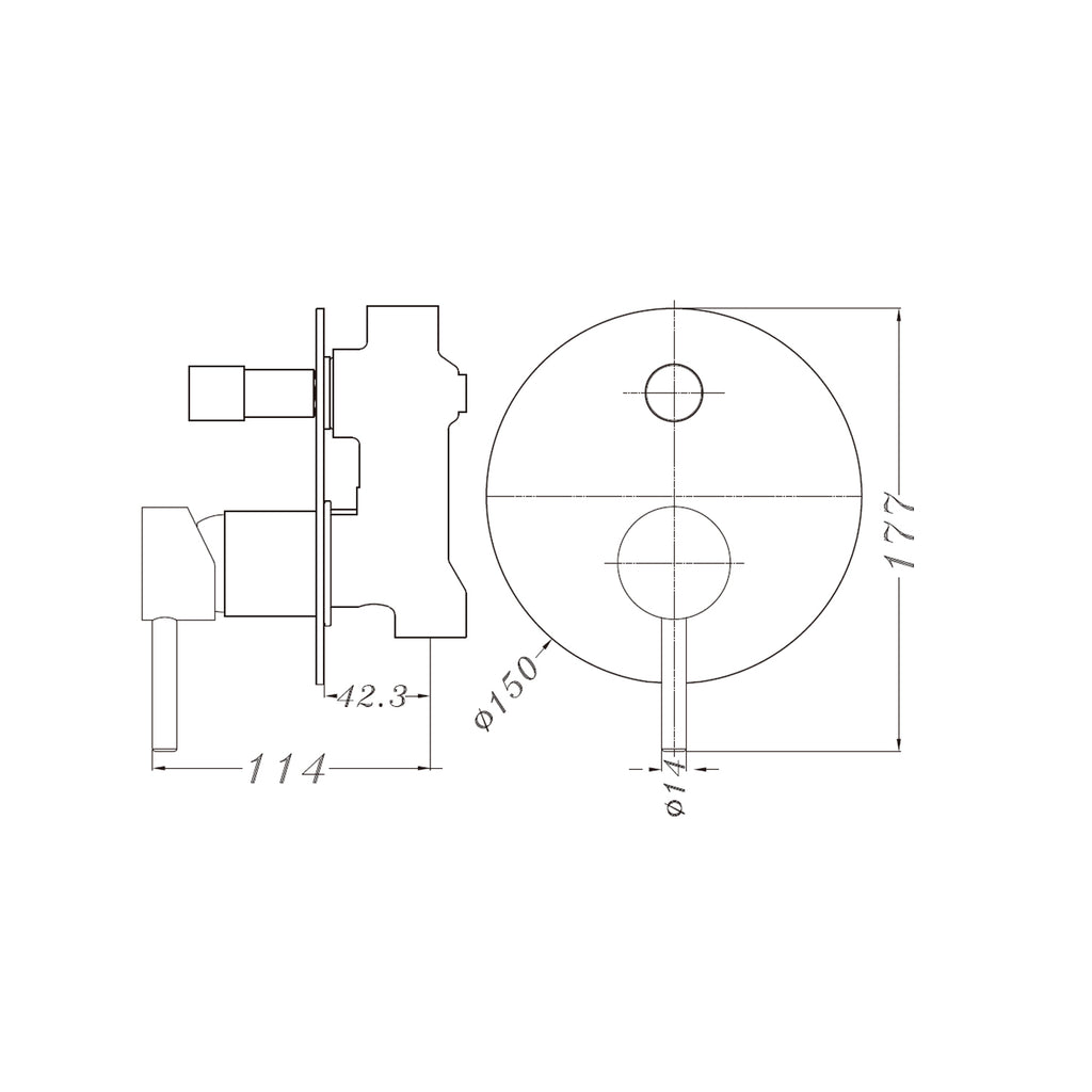Nero Dolce Shower/Bath Mixer with Diverter - Chrome - Wellsons