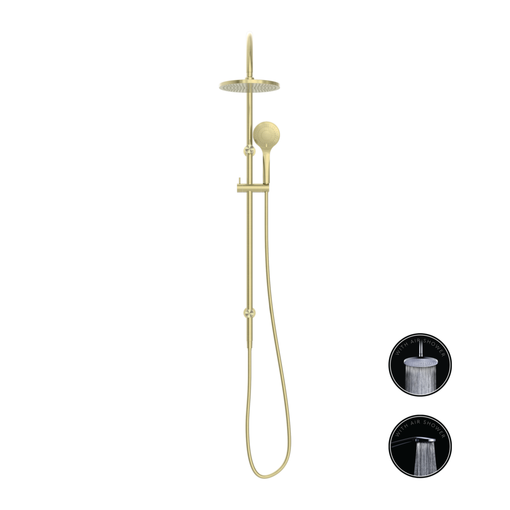 Nero Opal Twin Shower Set With Air Shower - Brushed Gold