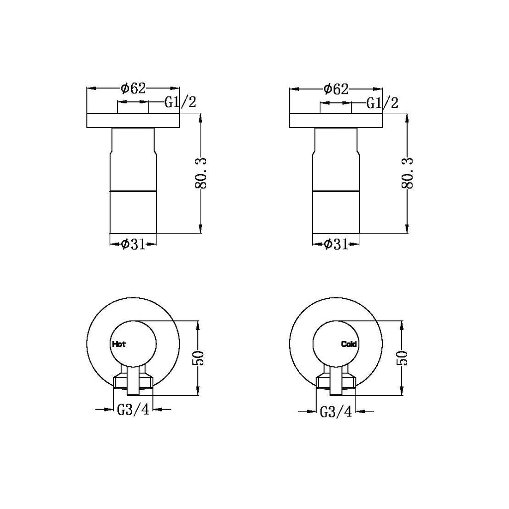 Nero Washing Machine Tap Set - Chrome