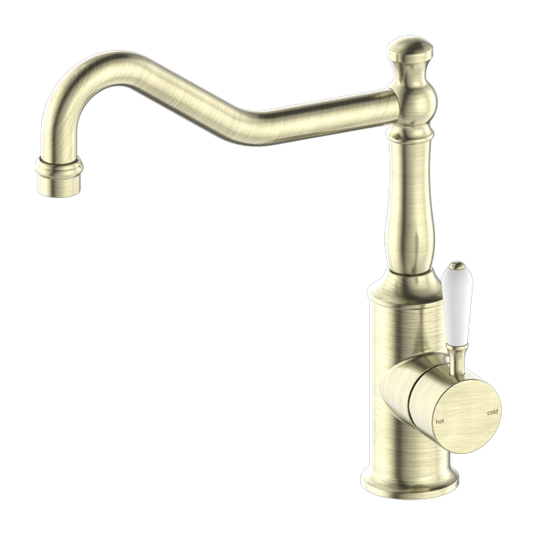 Nero York Kitchen Mixer Hook Spout - Aged Brass