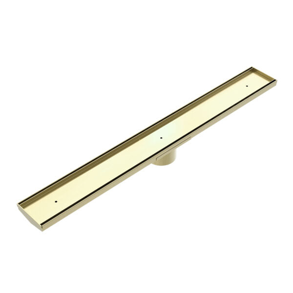 Nero Tile Insert V Channel Floor Waste 89mm Outlet - Brushed Gold