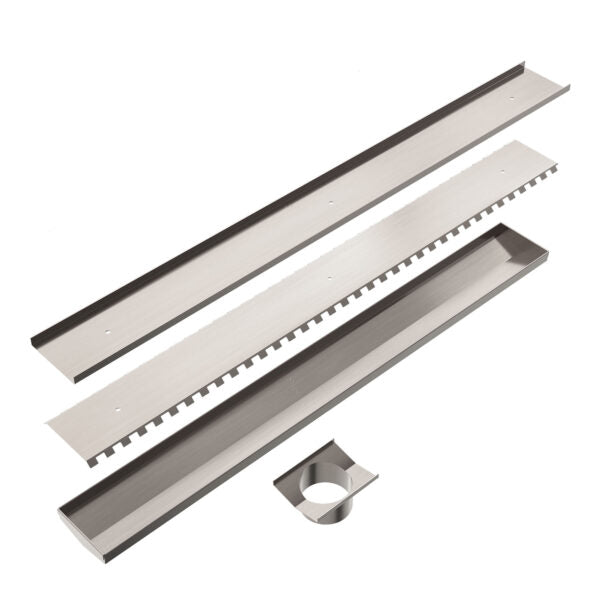 Nero Tile Insert V Channel Floor Waste 50mm Outlet - Brushed Nickel