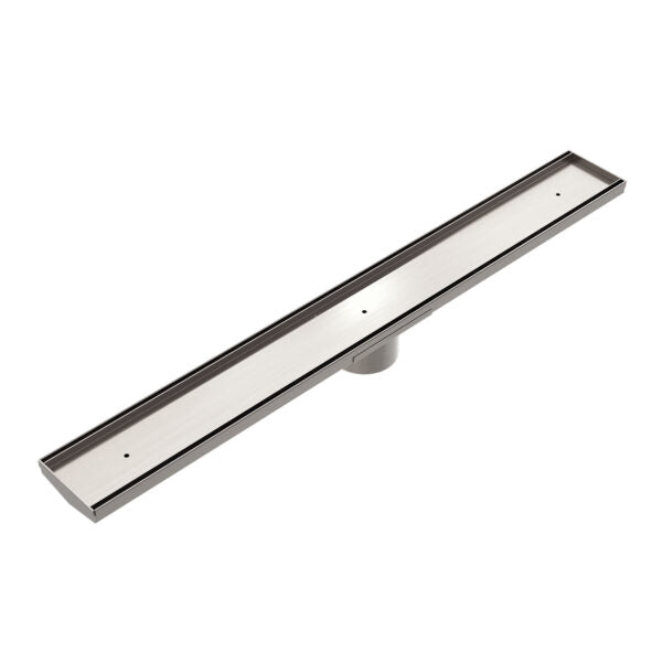 Nero Tile Insert V Channel Floor Waste 89mm Outlet - Brushed Nickel