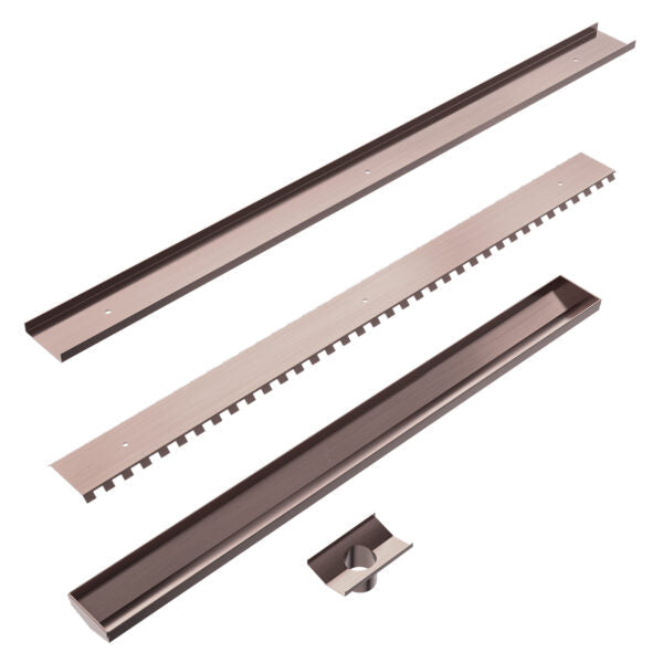 Nero Tile Insert V Channel Floor Waste 50mm Outlet - Brushed Bronze